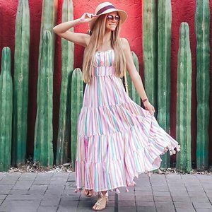 CANDIES STRIPES MAXI DRESS